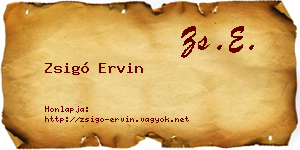 Zsigó Ervin névjegykártya