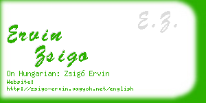 ervin zsigo business card